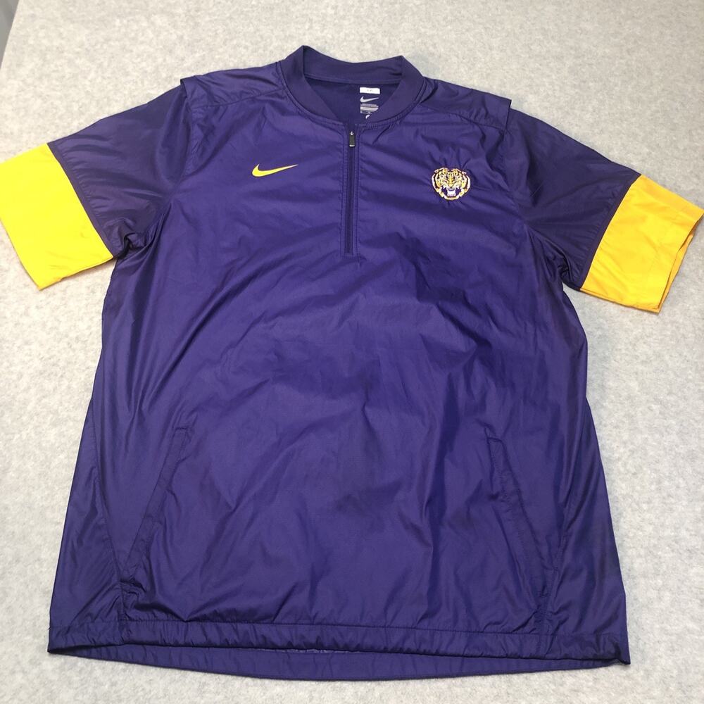 Nike Dri Fit LSU Tigers On Field Coach Windbreaker Jacket Shirt XL Lightweight